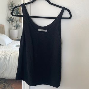 Theory black tank linen knit top